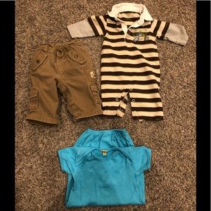 Boys 3-6 month bundle- Gap pants, one piece outfit